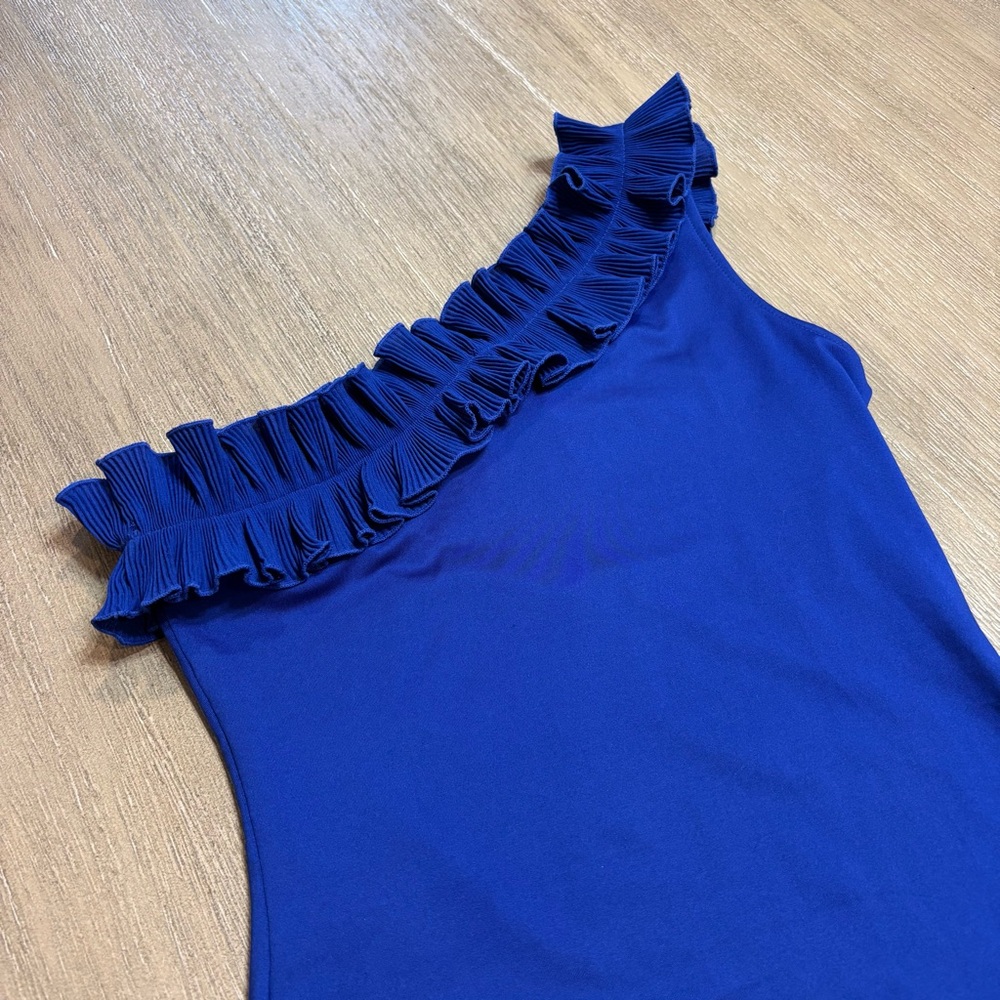H&M One-Shoulder Ruffle Bodysuit - Royal Blue - Picture 2 of 5
